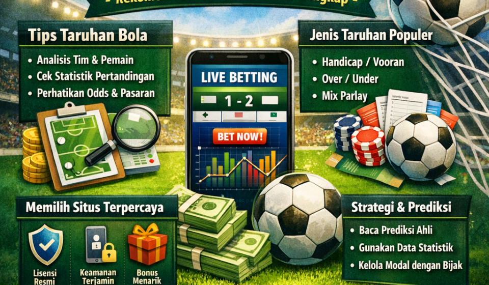 Panduan judi bola akurat berisi edukasi lengkap, rekomendasi situs terpercaya, serta pembahasan strategi bermain yang aman, terukur, dan mudah dipahami pemain.